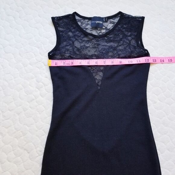 ASOS little black dress lace plunging back neck 2 - Picture 6 of 11